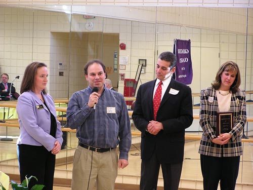 Louis Willen (with microphone) with Del. Anne Kaiser, Del. Benjamin Kramer and GOCA President Barbara Falcigno.